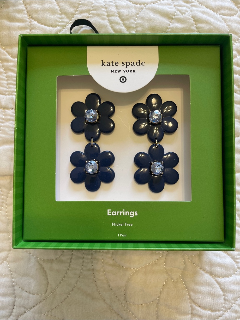 Kate Spade X Target navy floral drop earrings